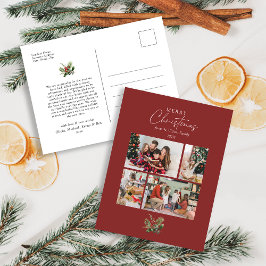 Cartes Pour Fêtes Annuelles Simple Red Christmas Botanical Photo Collage