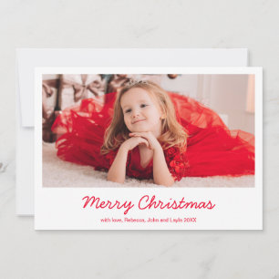 Cartes Pour Fêtes Annuelles Simple Rouge Élégant Photo moderne Noël