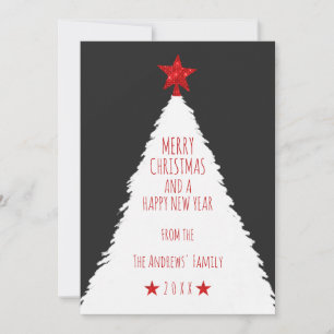 Cartes Pour Fêtes Annuelles Simple rouge noir blanc Parties scintillant étoile