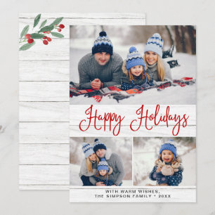 Cartes Pour Fêtes Annuelles Simple Rustic 3 PHOTO Joyeux voeux de Noël