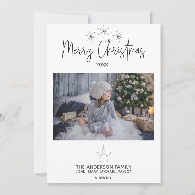 Cartes Pour Fêtes Annuelles Simple Rustic Star Angel Photo Joyeux Noël (Devant)