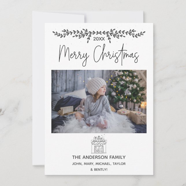 Cartes Pour Fêtes Annuelles Simple rustique boisé photo Joyeux Noël (Devant)