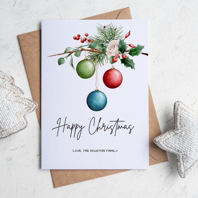 Cartes Pour Fêtes Annuelles Simple Rustique en Pin Botanique Plat (Créateur téléchargé)