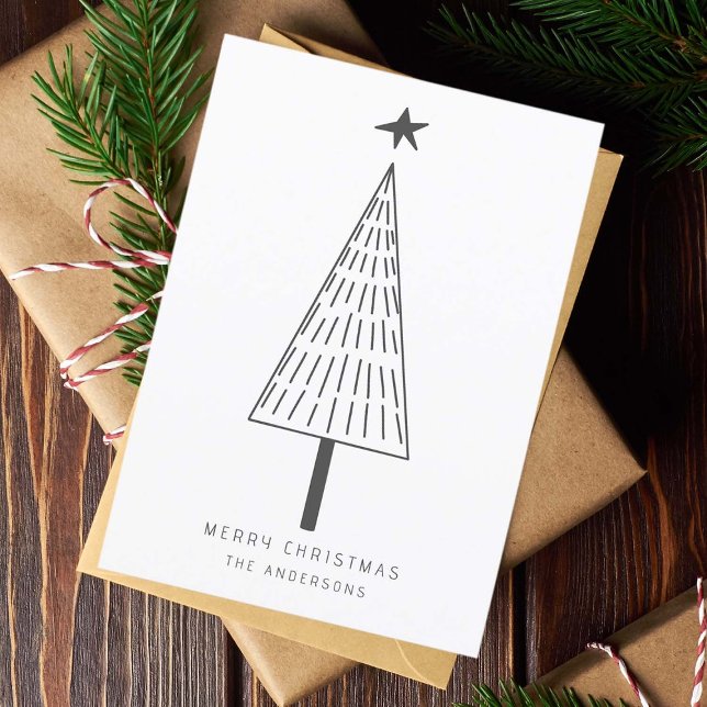 Cartes Pour Fêtes Annuelles Simple sapin de Noël photo plat (Créateur téléchargé)