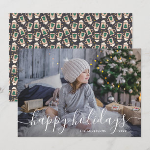 Cartes Pour Fêtes Annuelles Simple Script Hot Chocolat Famille Photo