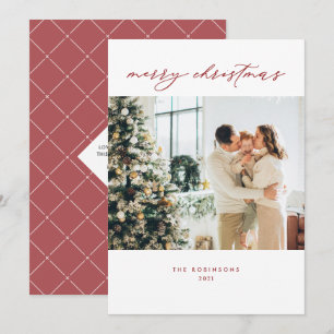 Cartes Pour Fêtes Annuelles Simple Script Rouge Blanc Joyeux Noël Photo
