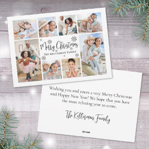 Cartes Pour Fêtes Annuelles Simple Snowflake Photo Collage Joyeux Noël