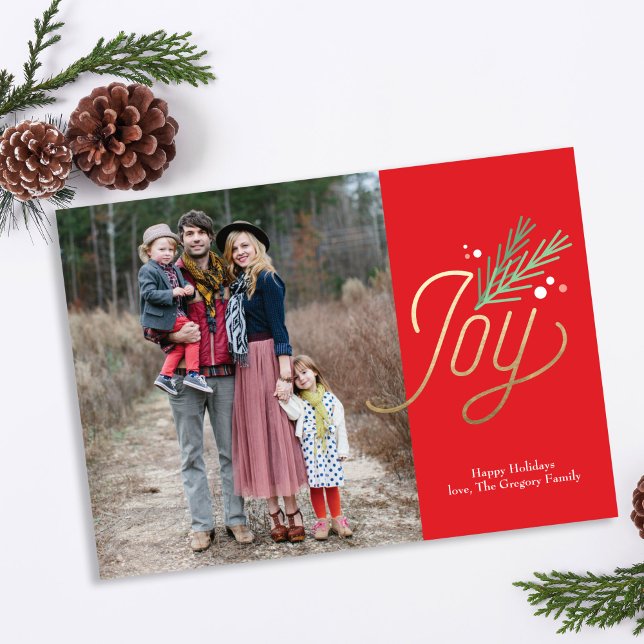 Cartes Pour Fêtes Annuelles Simple Sprig Faux Foil Photo de Noël (Créateur téléchargé)
