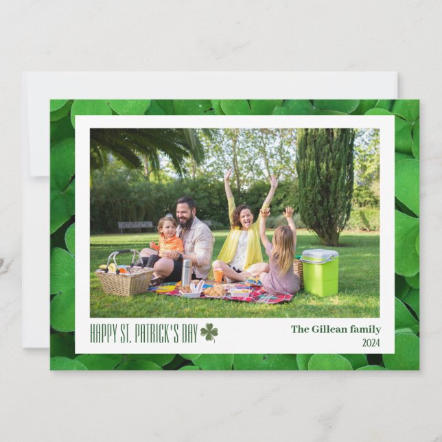 Cartes Pour Fêtes Annuelles Simple St. patrick jour photo de famille Shamrock (Devant)