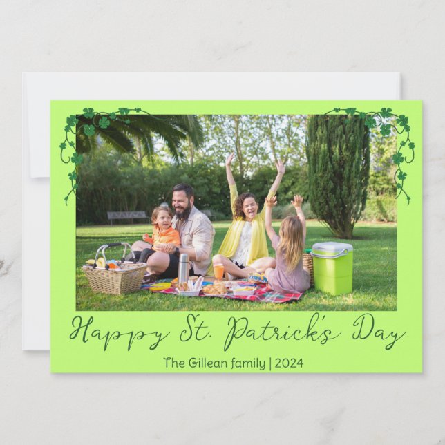 Cartes Pour Fêtes Annuelles Simple St. patrick jour photo de famille Shamrock (Devant)