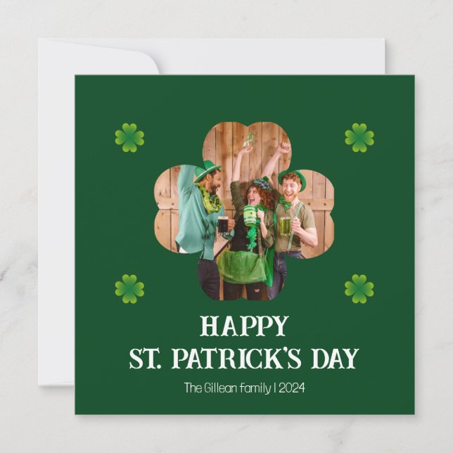Cartes Pour Fêtes Annuelles Simple St. patrick jour photo de famille Shamrock (Devant)