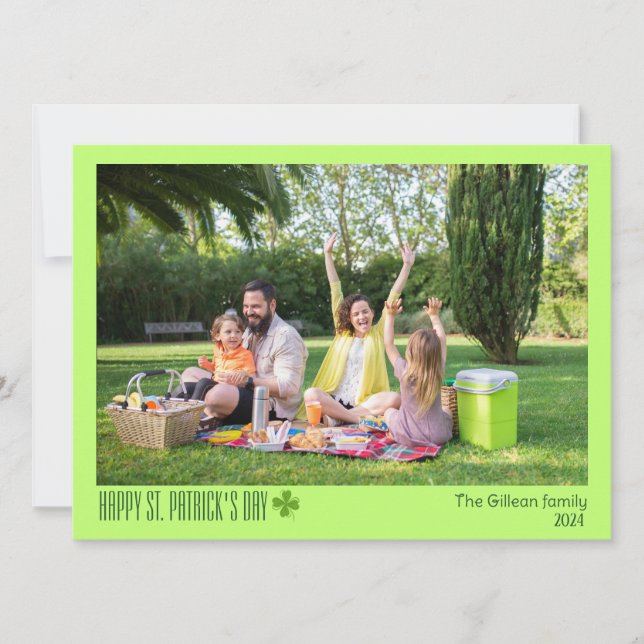 Cartes Pour Fêtes Annuelles Simple St. patrick jour photo de famille Shamrock (Devant)