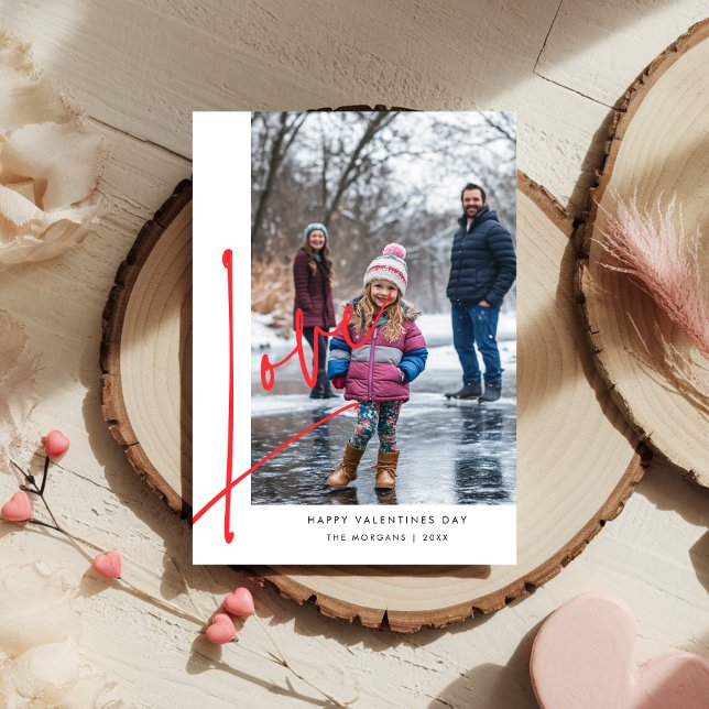 Cartes Pour Fêtes Annuelles Simple Superposition de Script Amour Famille Photo (Créateur téléchargé)
