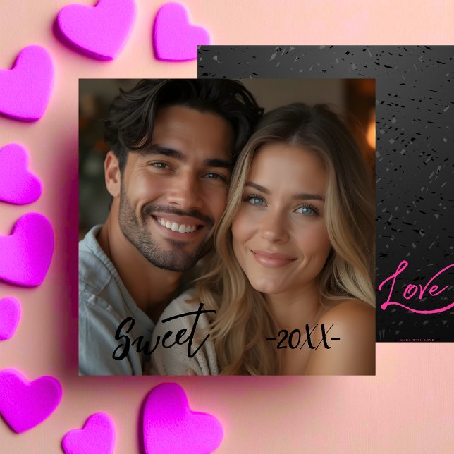 Cartes Pour Fêtes Annuelles Simple Sweet & Love Photo Noir (Simple Sweet & Love Photo Black Holiday Card)
