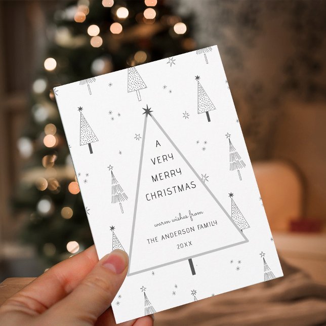 Cartes Pour Fêtes Annuelles Simple très joyeux sapin de Noël plat (Créateur téléchargé)