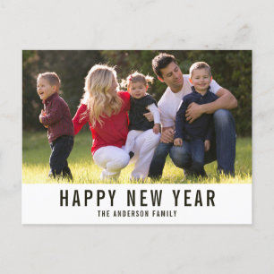Cartes Pour Fêtes Annuelles Simple Typographie minimaliste Bonne photo du Nouv