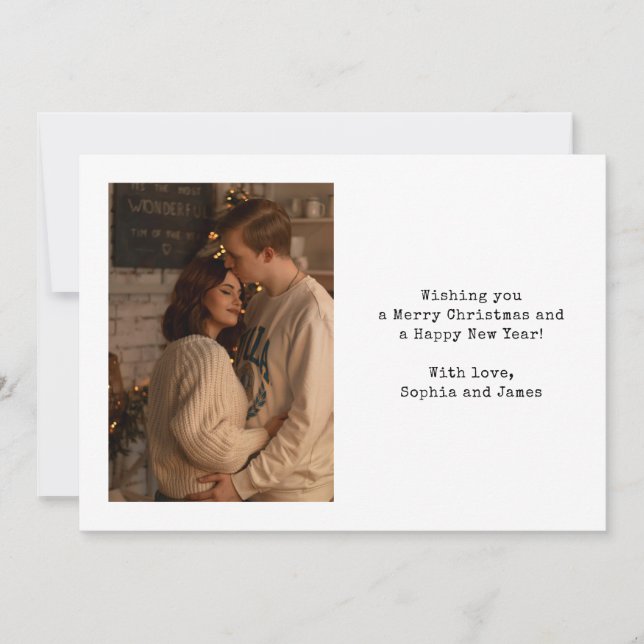 Cartes Pour Fêtes Annuelles Simple Typography Couple Photo Black Christmas (Devant)