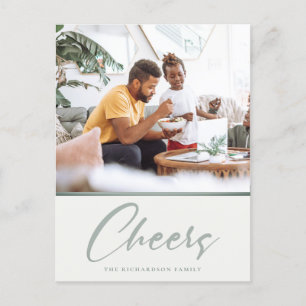 Cartes Pour Fêtes Annuelles Simple Vert Sage Clair Photo de Noël Joyeux