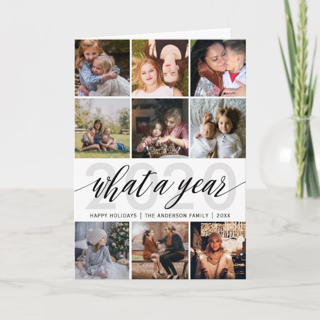 Cartes Pour Fêtes Annuelles Simple What A Year Photo Collage (Devant)