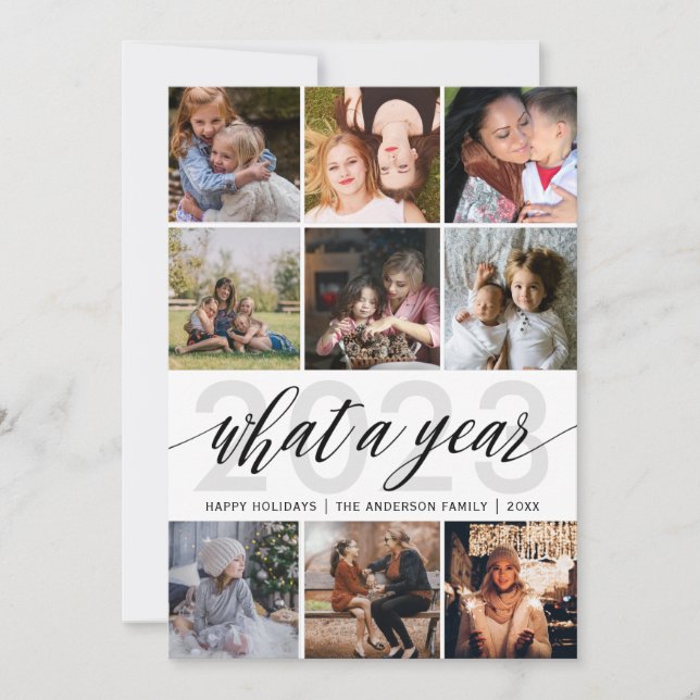 Cartes Pour Fêtes Annuelles Simple What A Year Photo Collage (Devant)