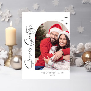 Cartes Pour Fêtes Annuelles Simplement élégant PHOTO Design Salutation de Noël