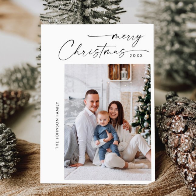 Cartes Pour Fêtes Annuelles Simplement élégant PHOTO Design Salutation de Noël (Créateur téléchargé)