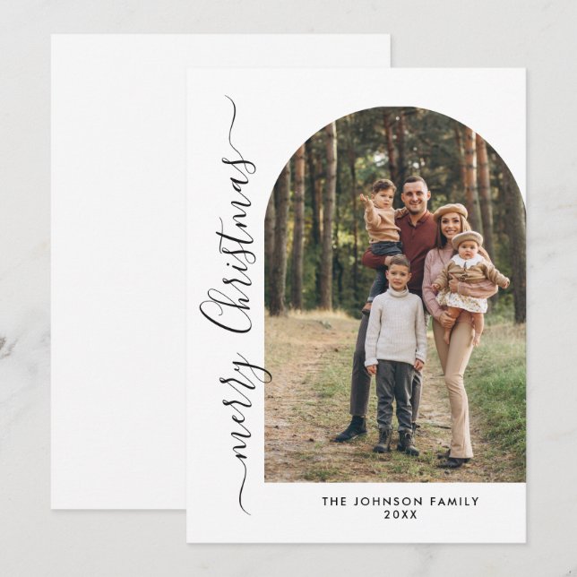 Cartes Pour Fêtes Annuelles Simplement Élégant PHOTO Élégante Noël Salutation  (Devant / Derrière)