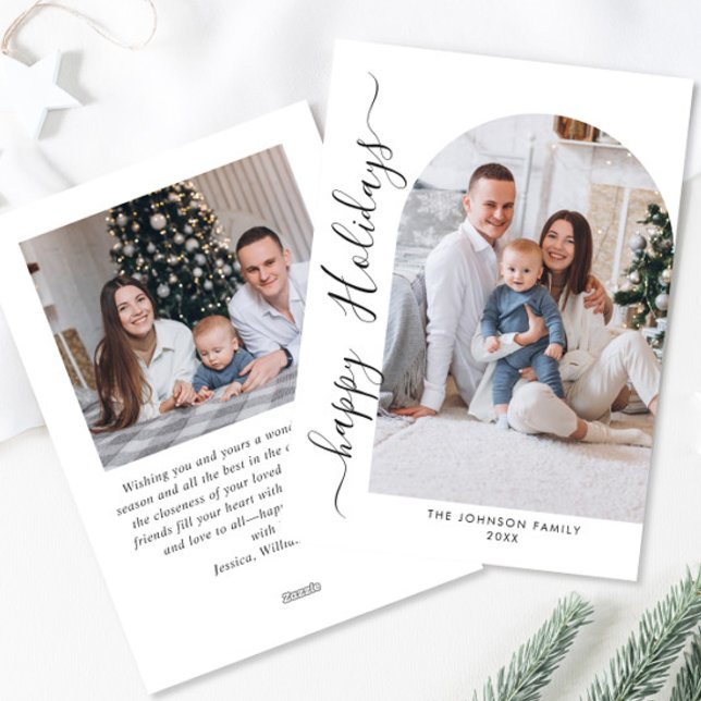 Cartes Pour Fêtes Annuelles Simplement élégant Stylish 2 PHOTO Noël Salutation (Créateur téléchargé)