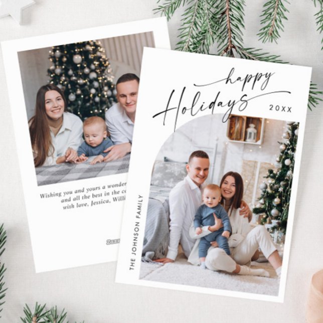 Cartes Pour Fêtes Annuelles Simplement élégant Stylish 2 PHOTO Noël Salutation (Créateur téléchargé)