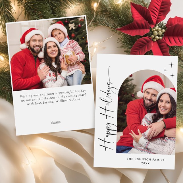 Cartes Pour Fêtes Annuelles Simplement élégant Stylish 2 PHOTO Noël Salutation (Créateur téléchargé)