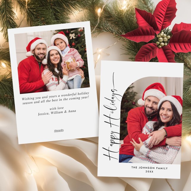 Cartes Pour Fêtes Annuelles Simplement élégant Stylish 2 PHOTO Noël Salutation (Créateur téléchargé)