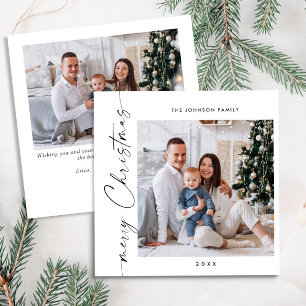 Cartes Pour Fêtes Annuelles Simplement élégant Stylish 2 PHOTO Noël Salutation