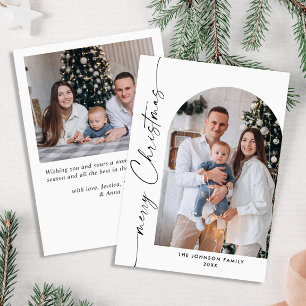 Cartes Pour Fêtes Annuelles Simplement élégant Stylish 2 PHOTO Noël Salutation