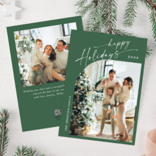 Cartes Pour Fêtes Annuelles Simplement élégant Stylish 2 PHOTO Noël Salutation