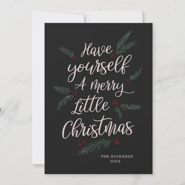 Cartes Pour Fêtes Annuelles Simplement Pin Avoir un Joyeux Petit Noël (Devant)