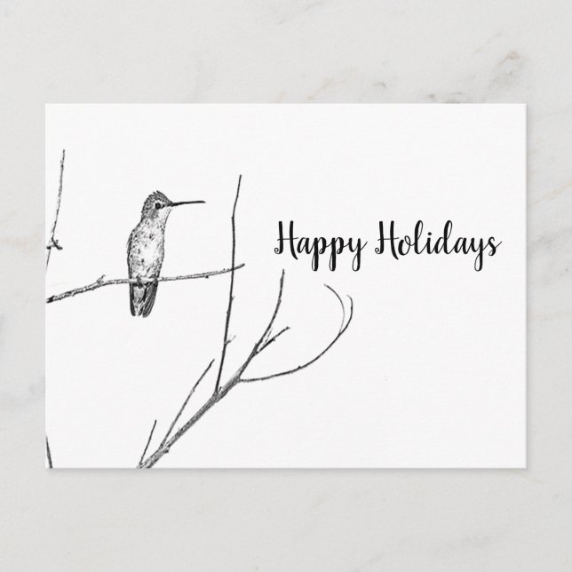 Cartes Pour Fêtes Annuelles simplement un colibri sur un bâton, Joyeux Noël (Devant)