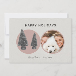 Cartes Pour Fêtes Annuelles Simples arbres de Noël modernes Pink Circle Photo