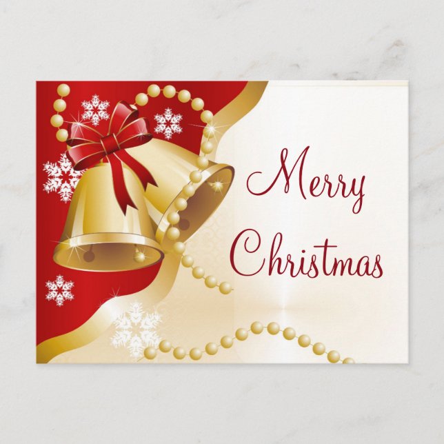 Cartes Pour Fêtes Annuelles Simples élégantes perles d'or Joyeux Noël (Devant)