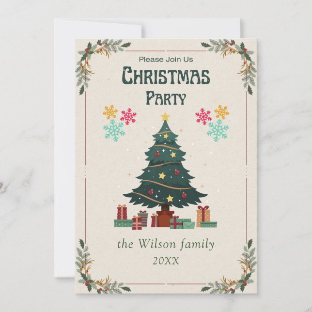 Cartes Pour Fêtes Annuelles Simples fêtes d'arbre de Noël non photo (Devant)