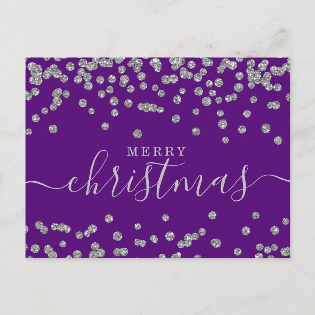 Cartes Pour Fêtes Annuelles Simples vacances de Noël en argent Parties scintil (Devant)