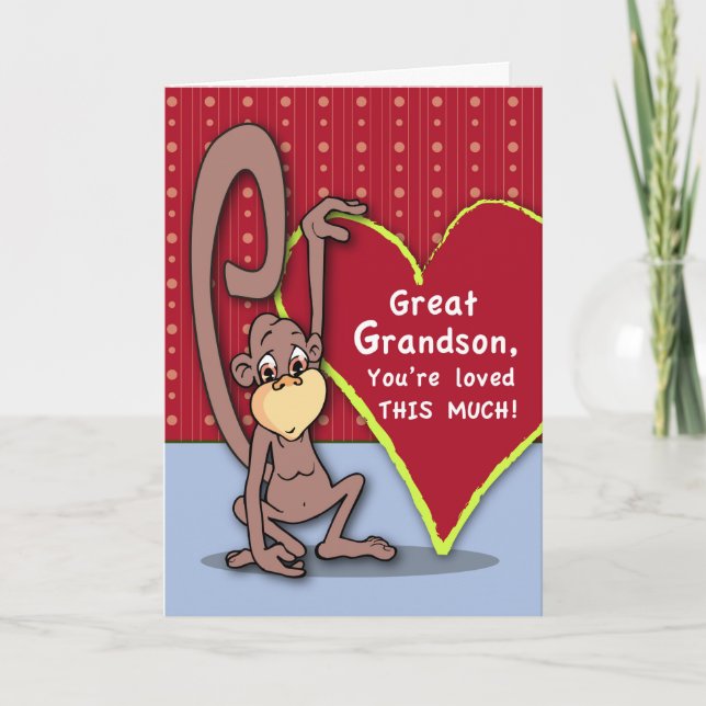 Cartes Pour Fêtes Annuelles Singe mignon Great Grandson (Devant)