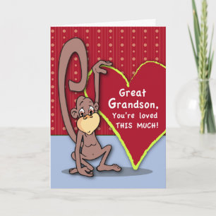 Cartes Pour Fêtes Annuelles Singe mignon Great Grandson