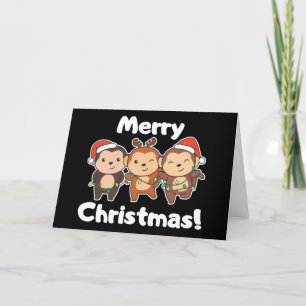 Cartes Pour Fêtes Annuelles Singe Noël Animaux Singes Joyeux Noël H