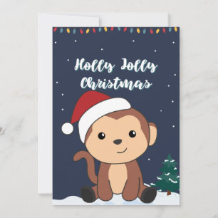 Cartes Pour Fêtes Annuelles Singe Noël Neige Hiver Animaux Singes Vacances