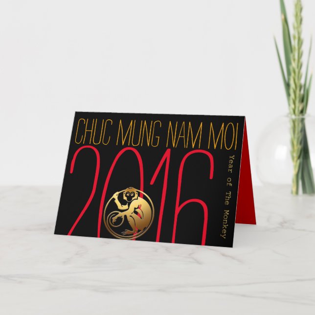 Cartes Pour Fêtes Annuelles Singe vietnamien moderne Nouvelle coutume Année HG (Devant)