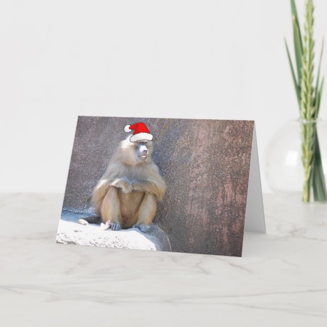 Cartes Pour Fêtes Annuelles Singes et babouins de Noël (Devant)