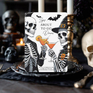 Cartes Pour Fêtes Annuelles Sips sur le point de descendre   Halloween squelet