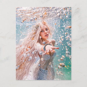 Cartes Pour Fêtes Annuelles Sirène avec bulles dans la scène sous-marine