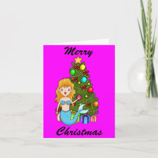 Cartes Pour Fêtes Annuelles Sirène bleue et arbre de Noël