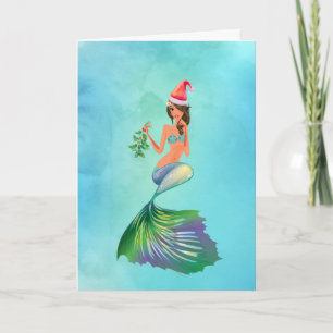 Cartes Pour Fêtes Annuelles Sirène Bleue Jolie Fantaisie Noël